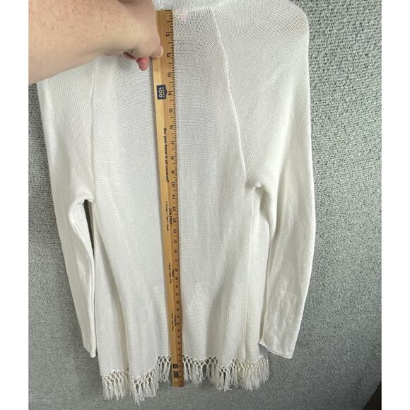 Lily Pulitzer Tatum Long Cardigan Women’s M Boho Fringe Hem Open Front Artsy - Picture 11 of 12